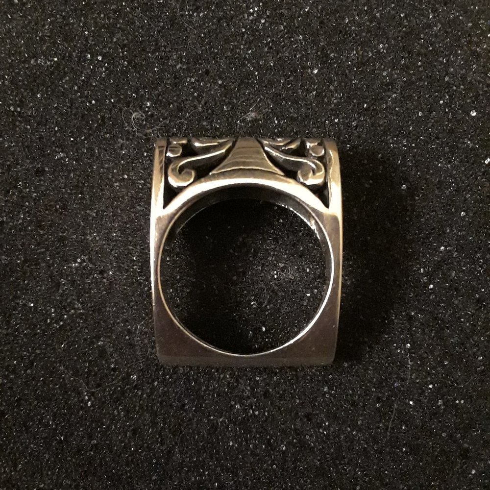 Solid 925 Sterling Silver Scroll Bar Ring - Size 7 - image 5